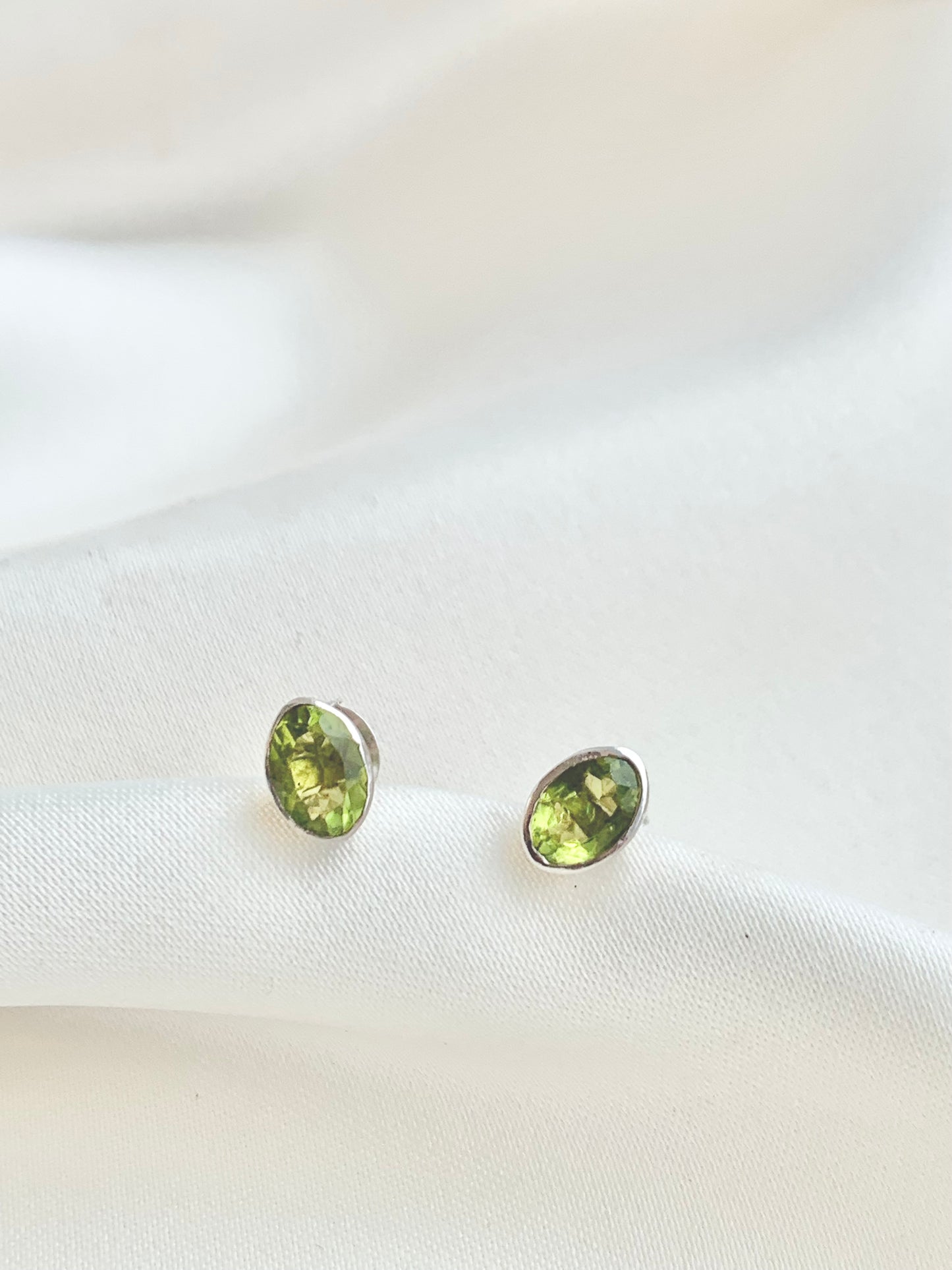 Oval Peridot Studs
