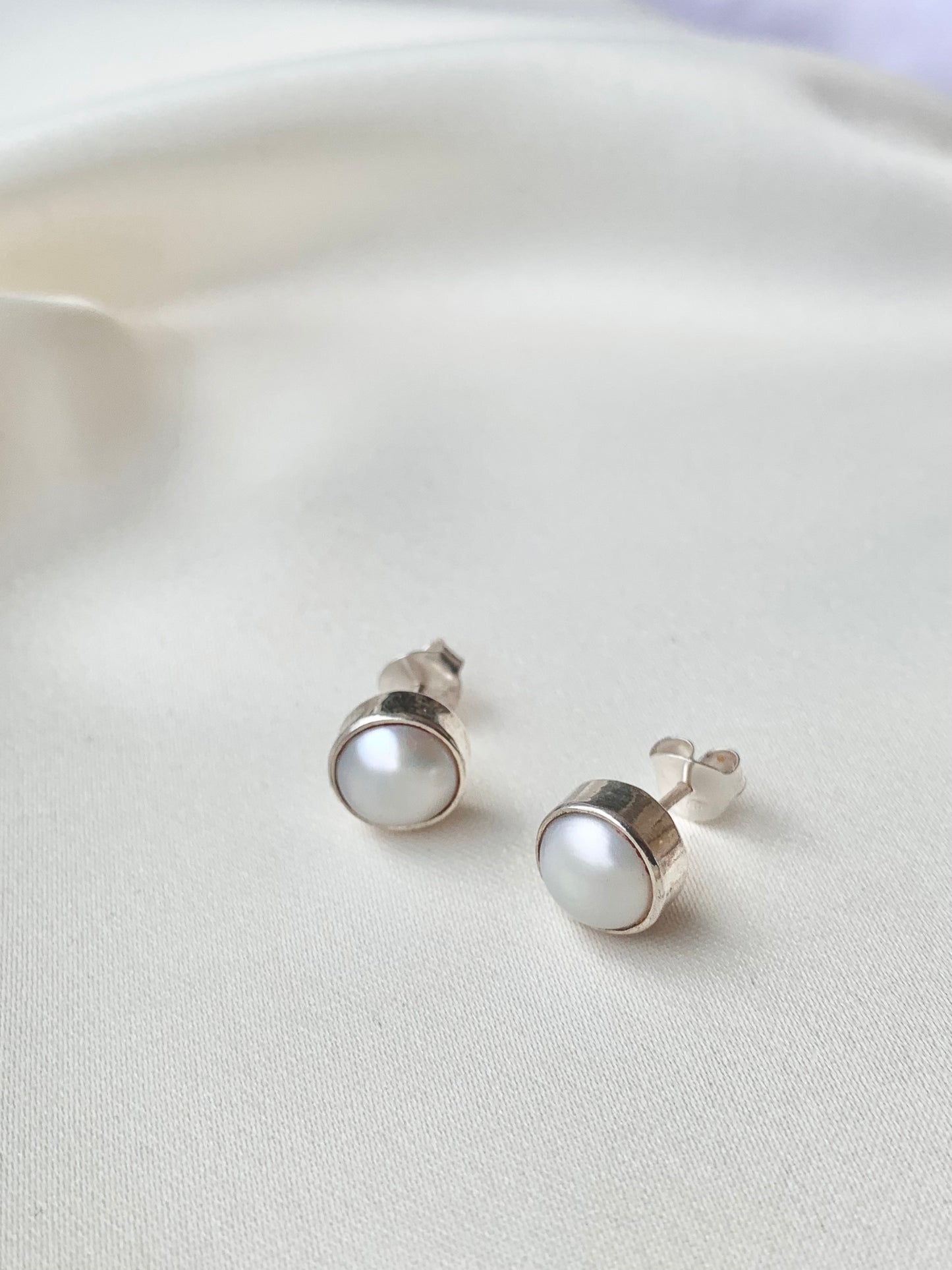 Silver Pearl Studs