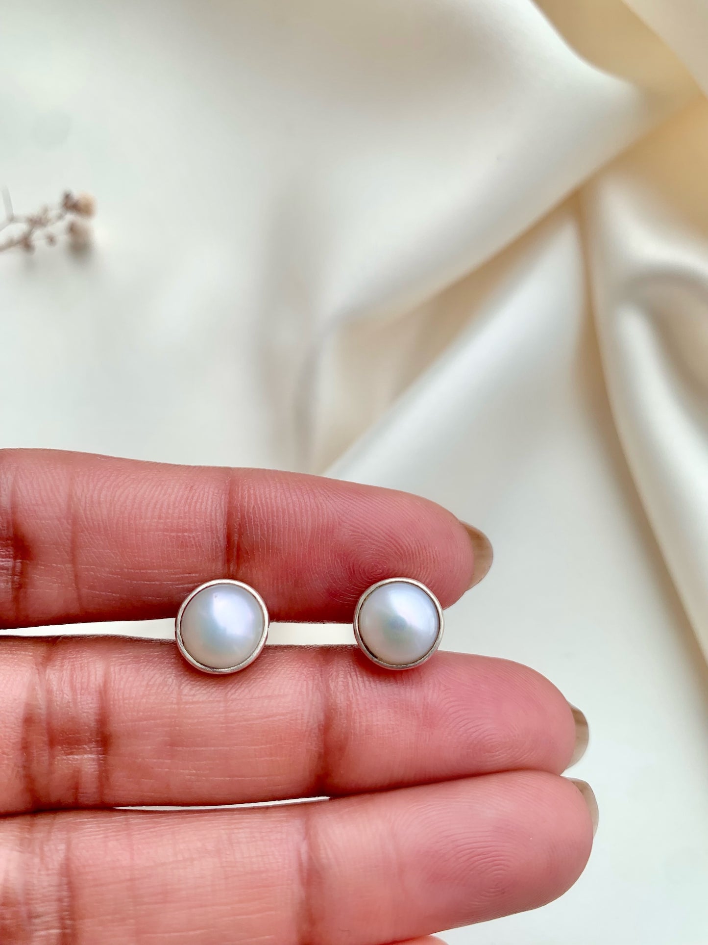 Silver Pearl Studs