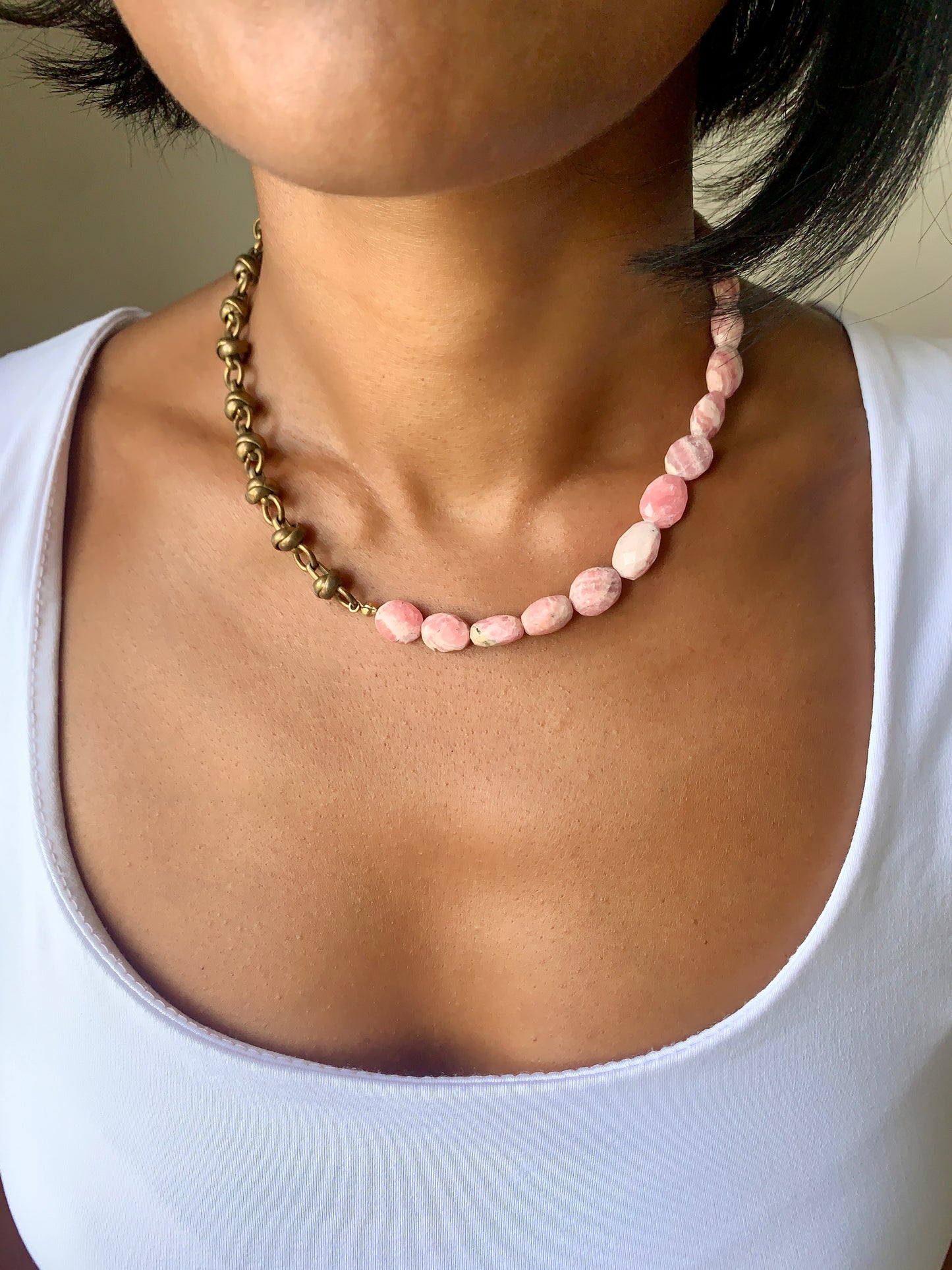 Rhodochrosite Asymmetric Necklace