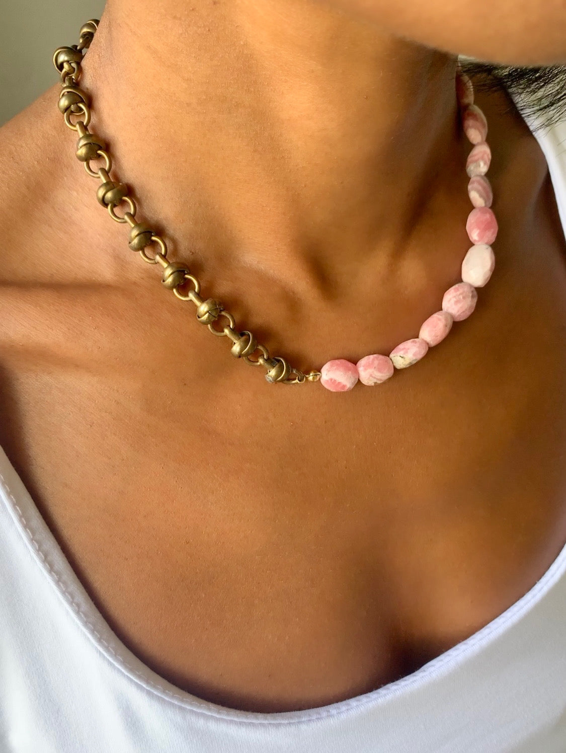 Rhodochrosite Asymmetric Necklace