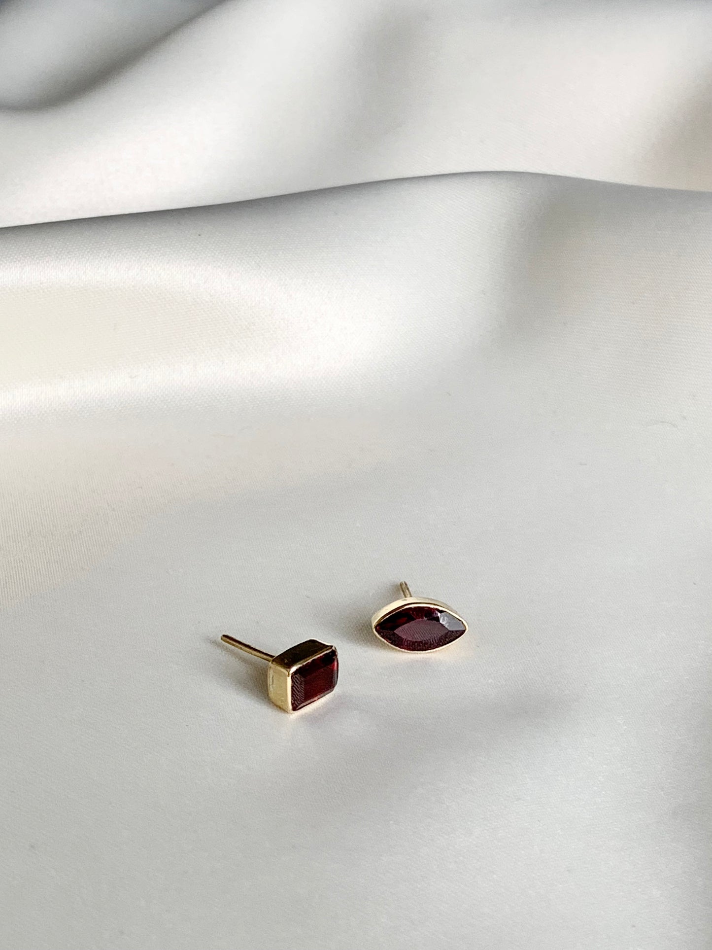 Asymmetric Garnet Studs