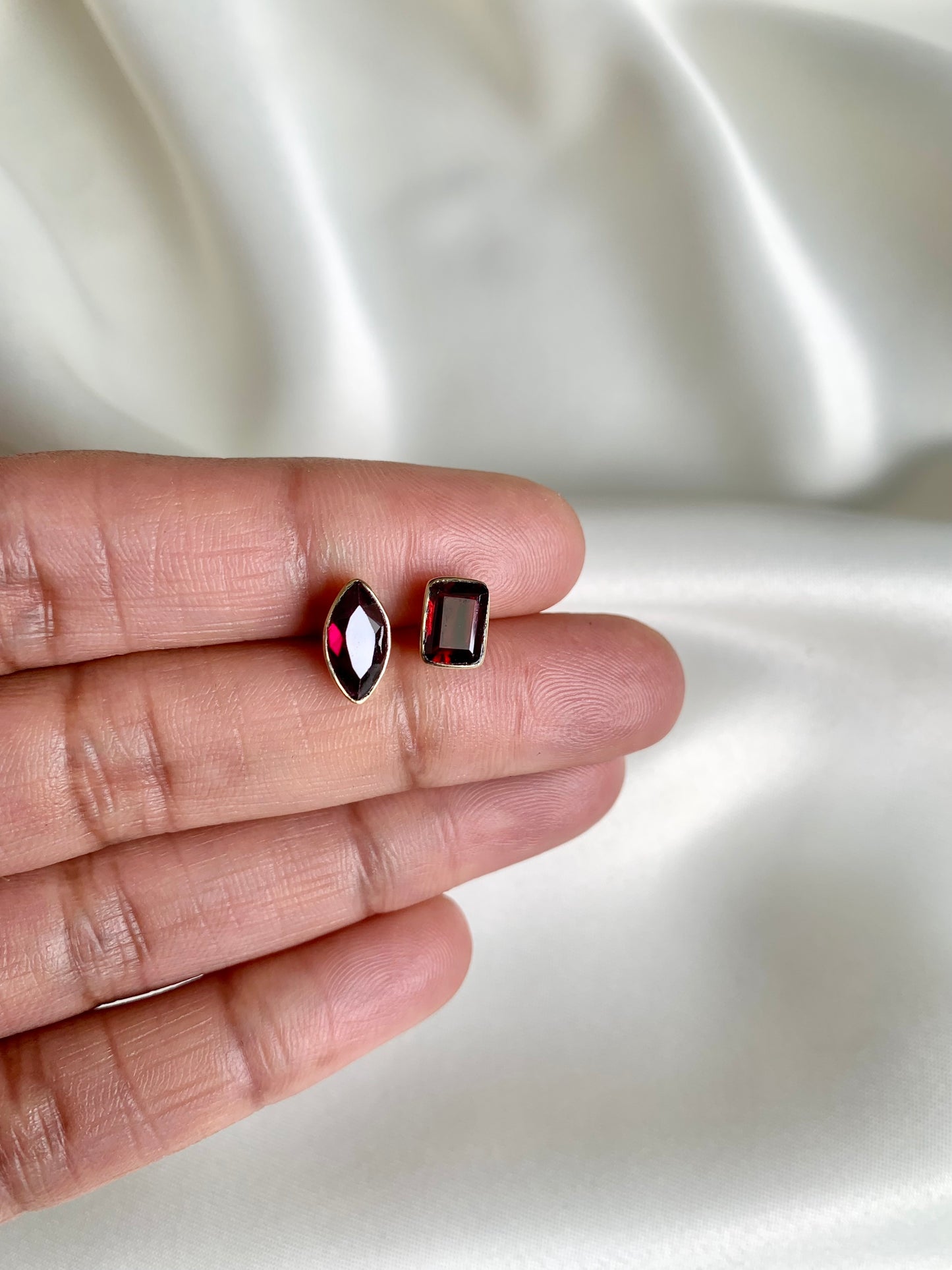 Asymmetric Garnet Studs