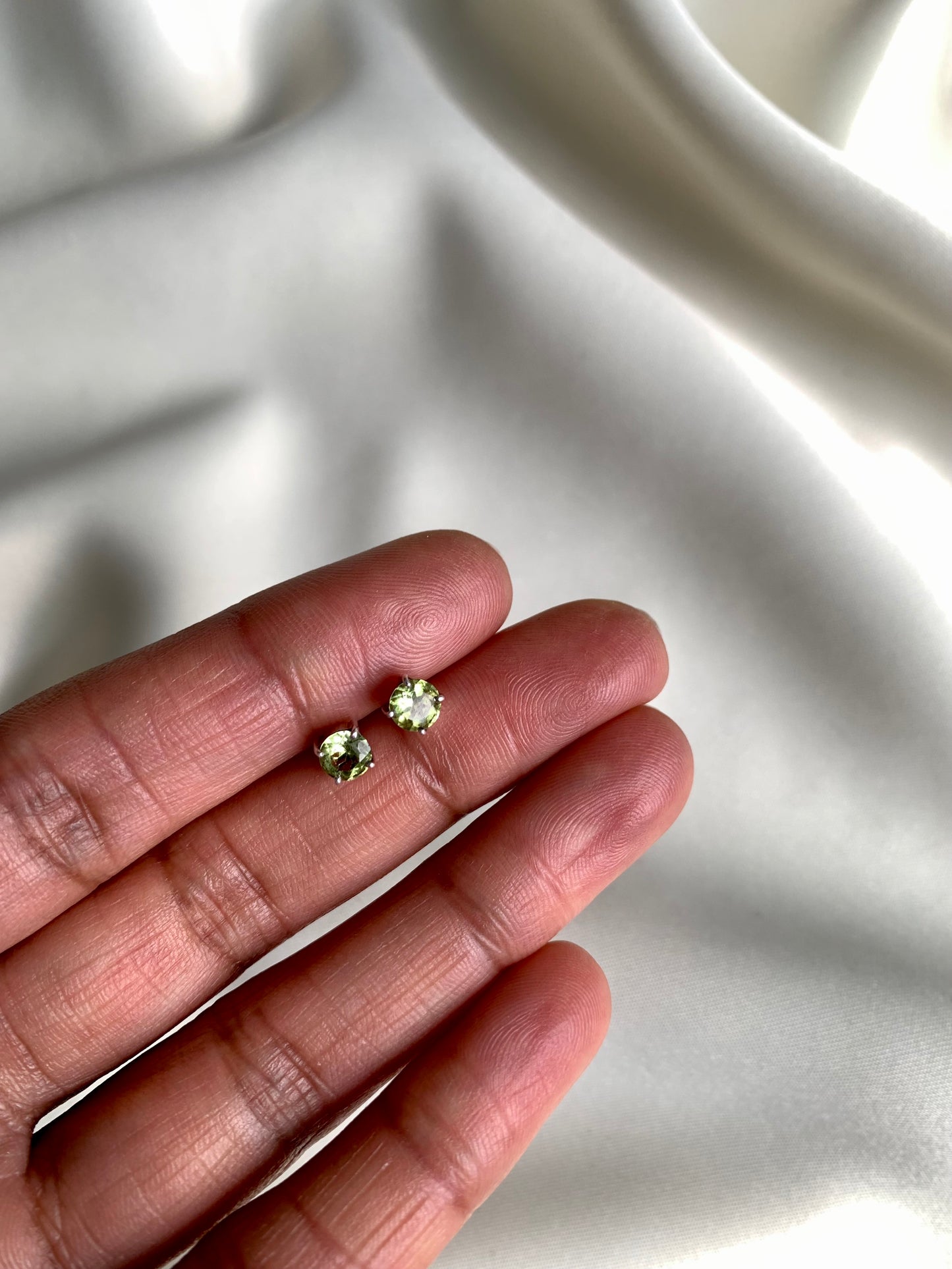 Round Peridot Studs