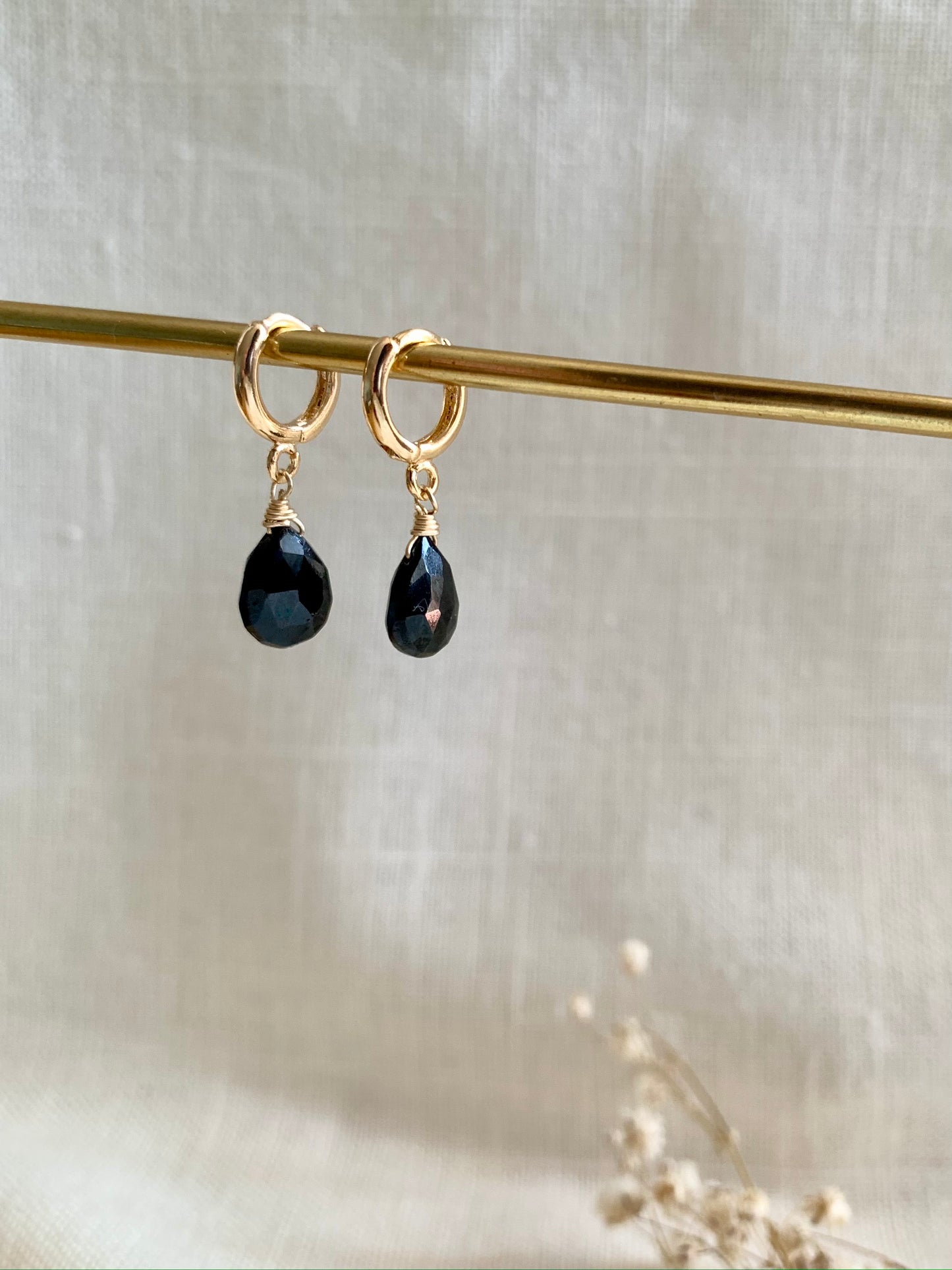 Black Spinel Hoops