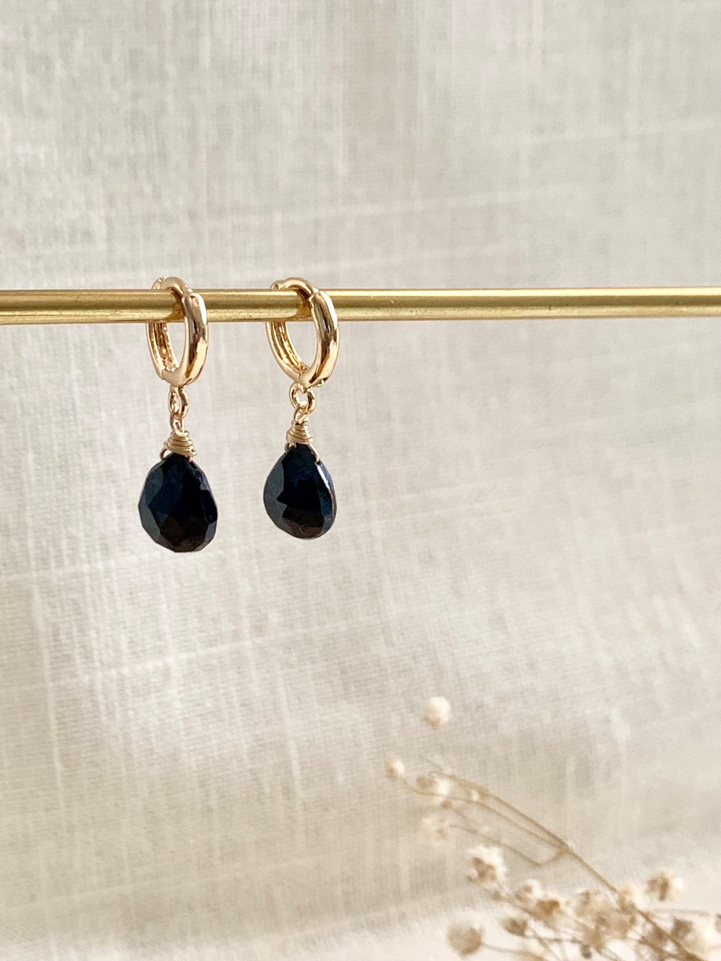 Black Spinel Hoops