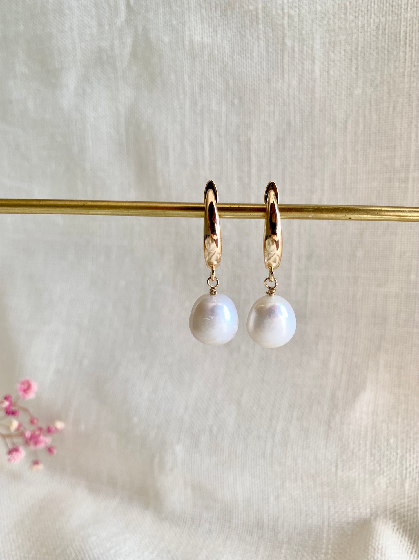 Large Pearl Hoops