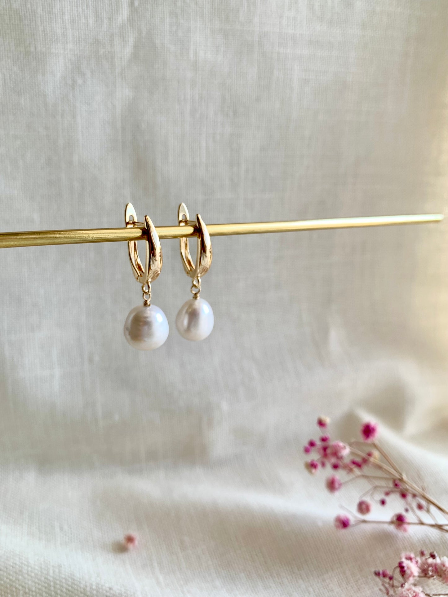 Large Pearl Hoops