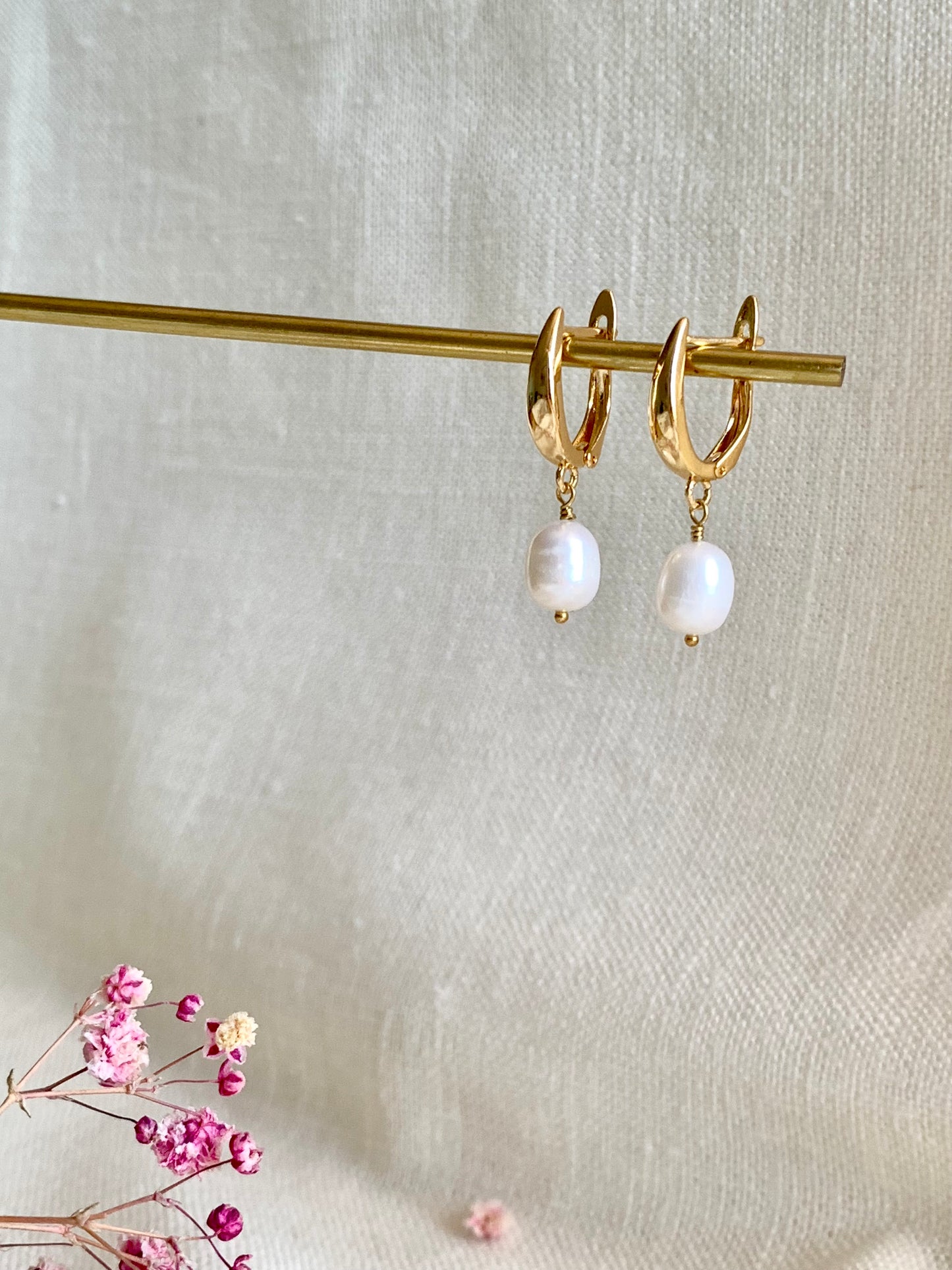 Medium Pearl Hoops