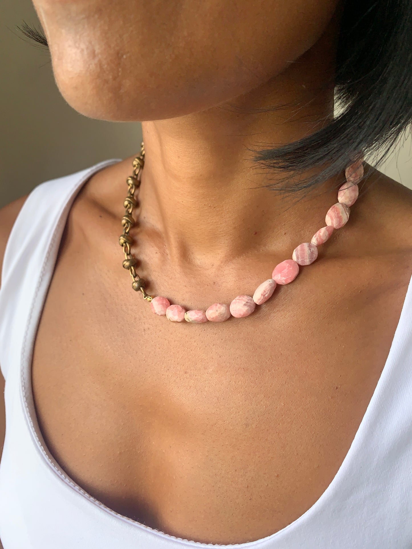 Rhodochrosite Asymmetric Necklace