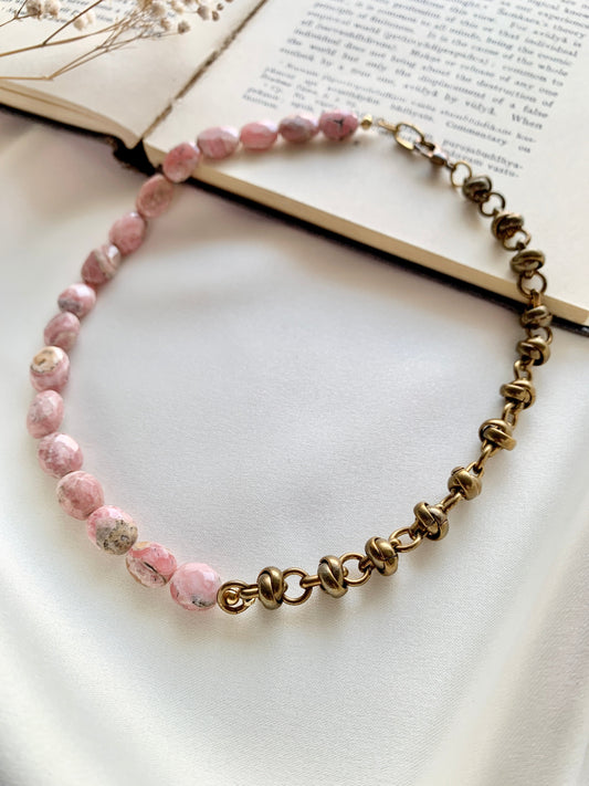 Asymmetrische Rhodochrosit-Halskette