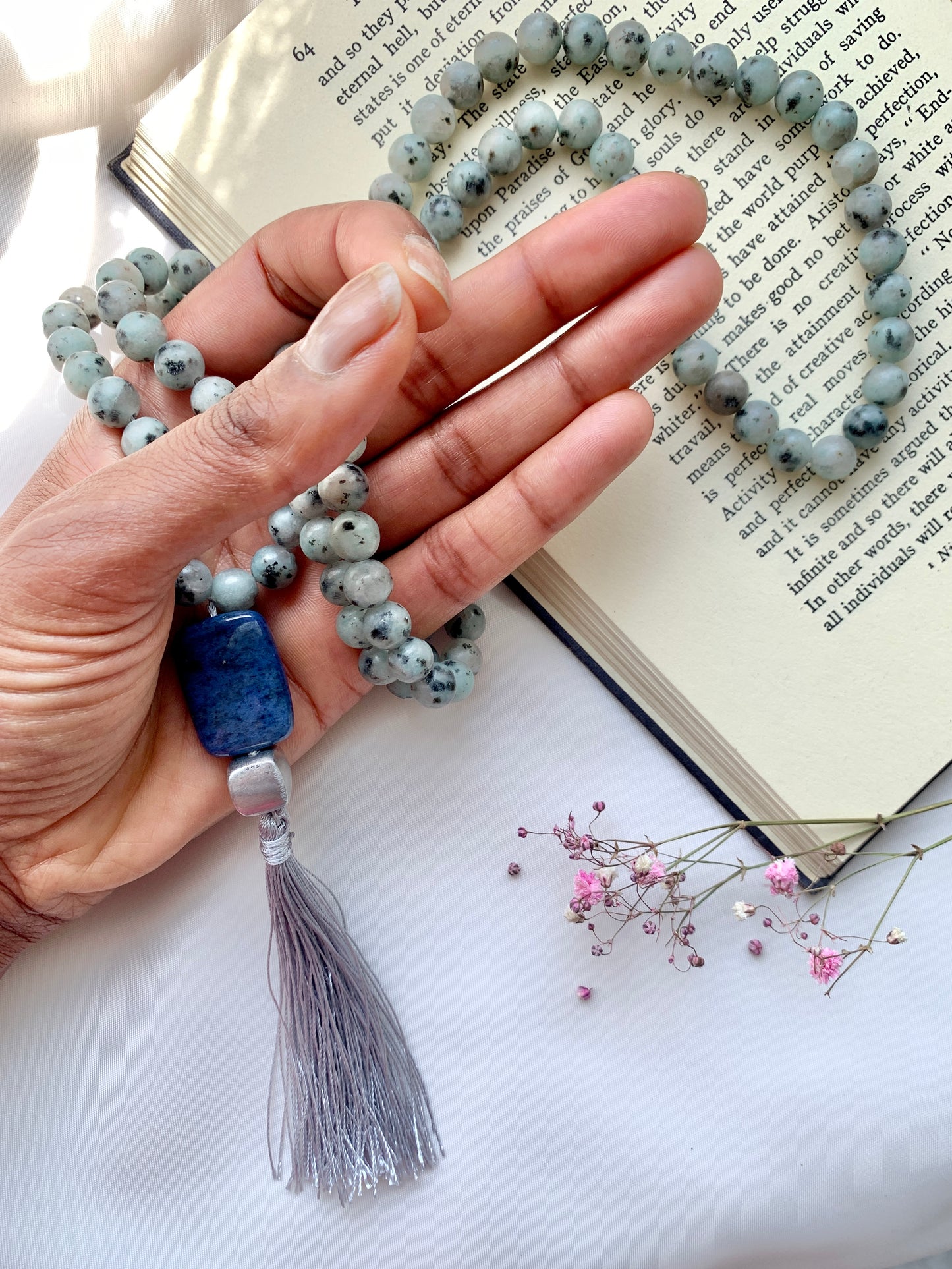 White Labradorite Mala