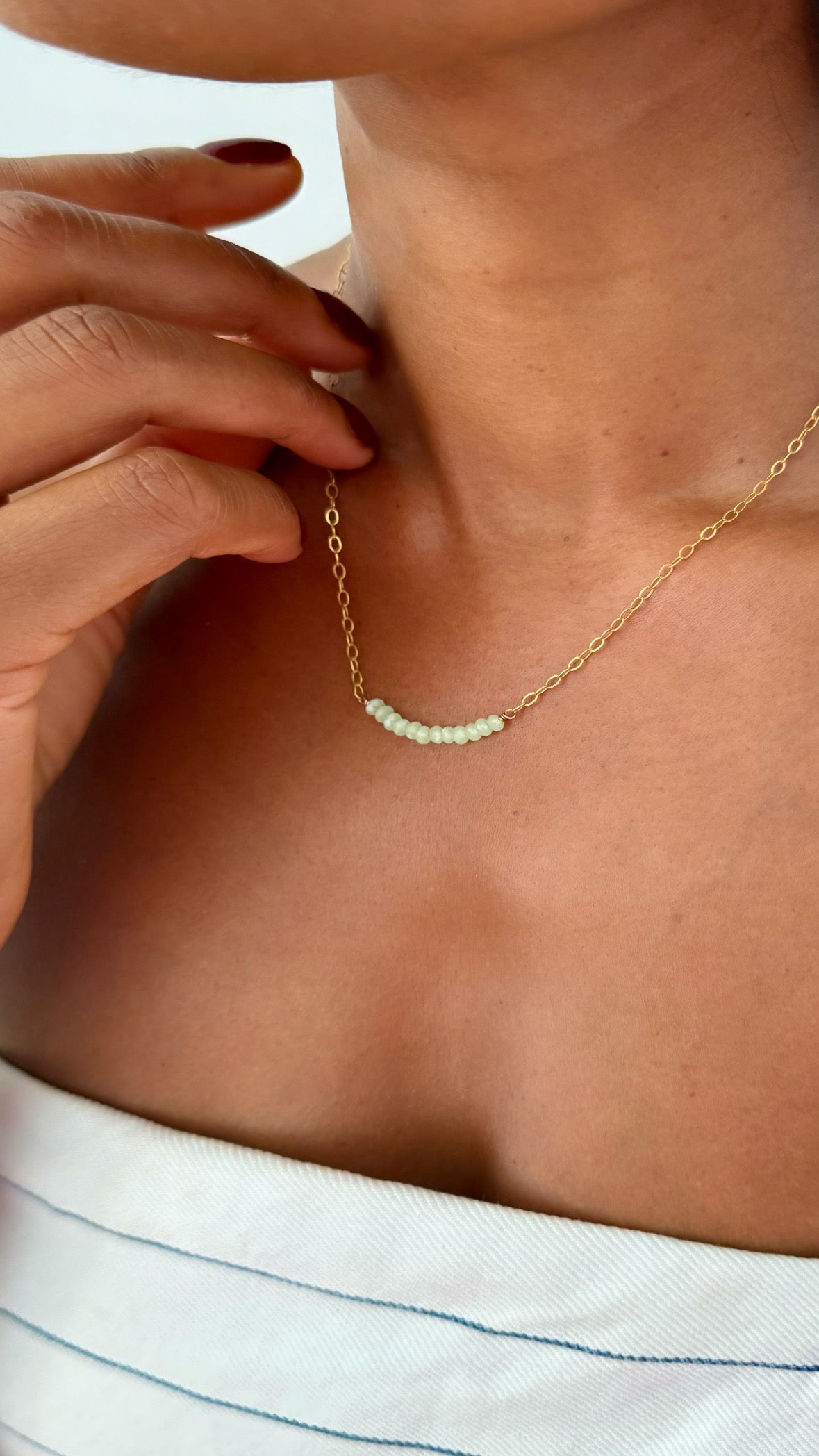 Green Crystal Bar Necklace