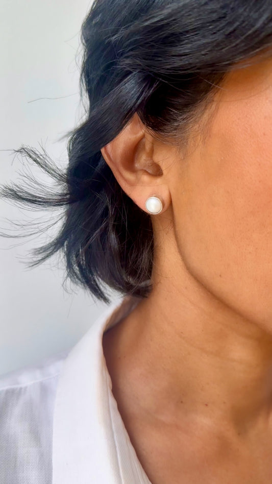 Silver Pearl Studs