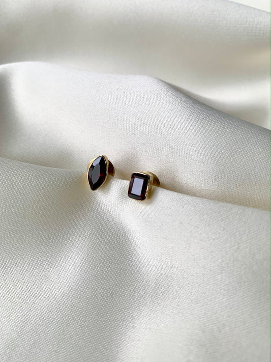 Asymmetric Garnet Studs