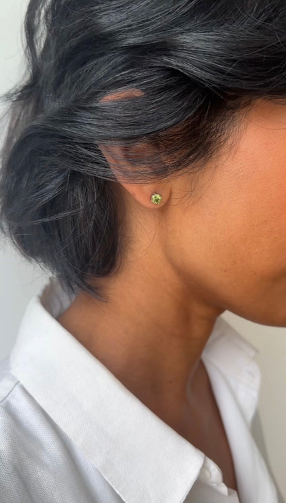 Round Peridot Studs