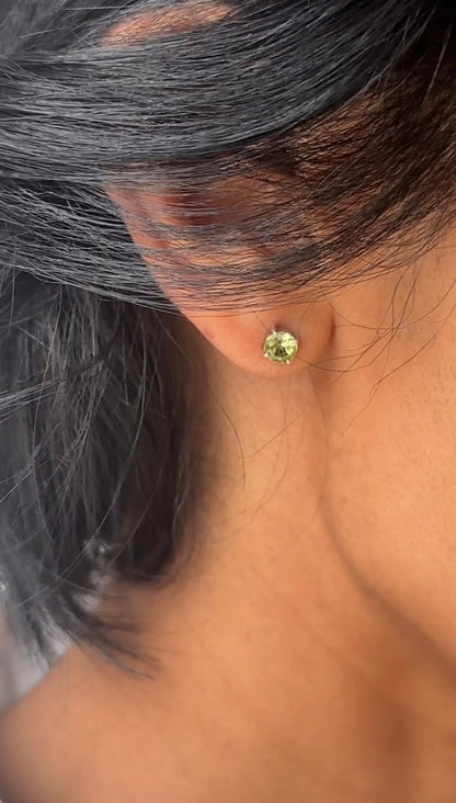 Round Peridot Studs