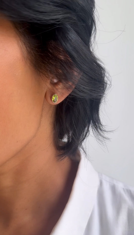 Oval Peridot Studs