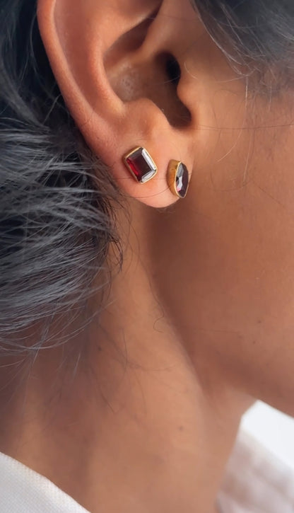 Asymmetric Garnet Studs