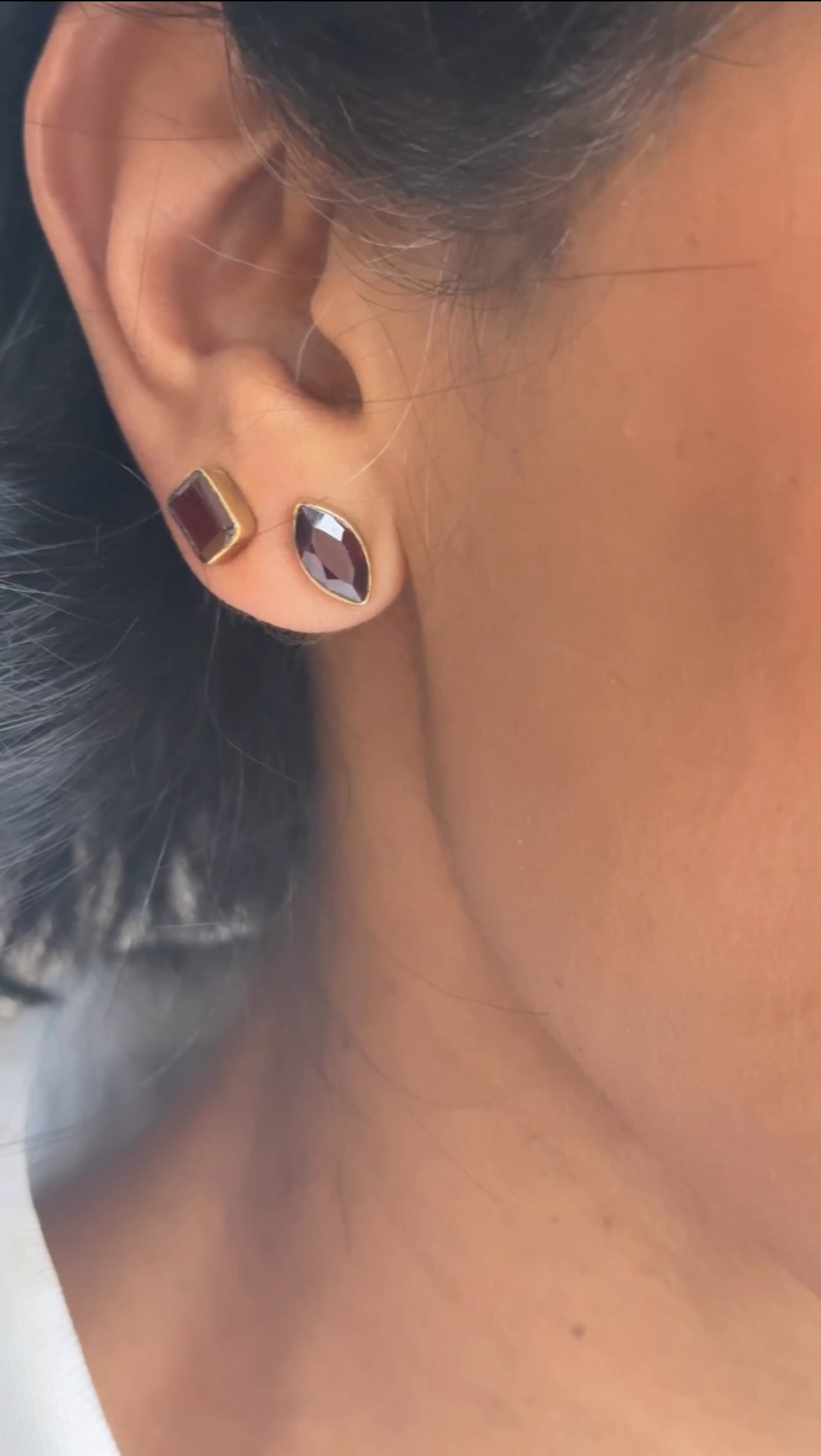 Asymmetric Garnet Studs