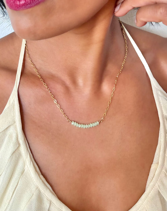 Green Crystal Bar Necklace