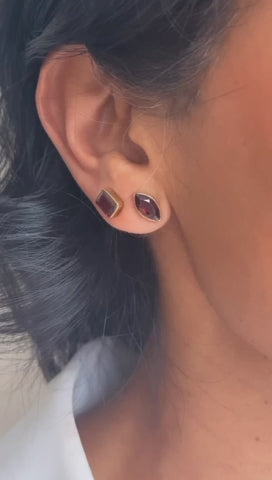 Asymmetric Garnet Studs