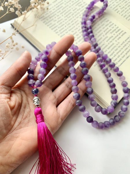 Amethyst Mala with Buddha Pendant Tassel