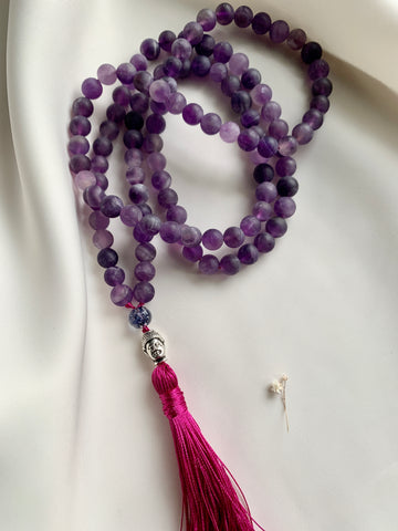 Amethyst Mala with Buddha Pendant Tassel