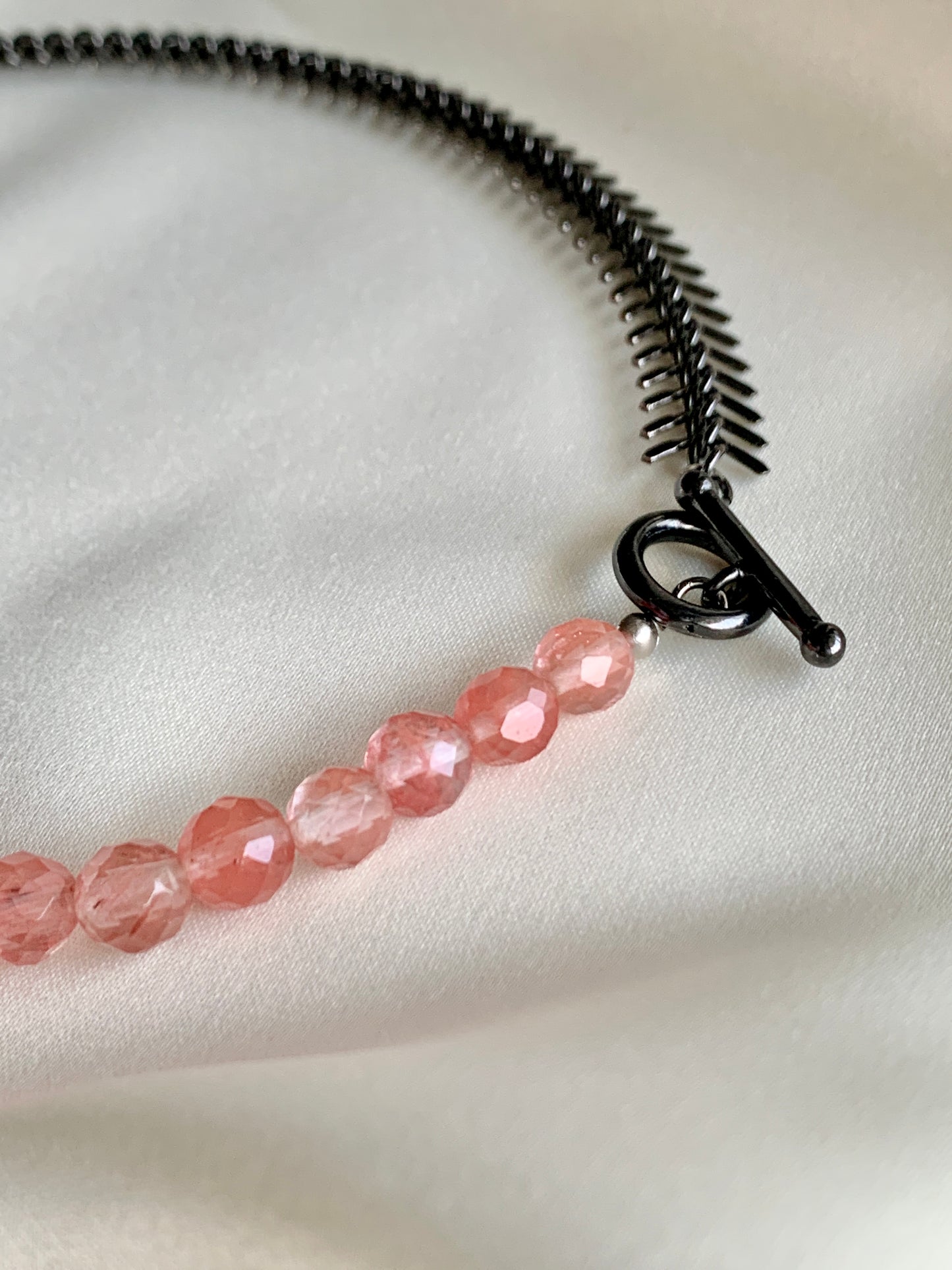 Pink Quartz Asymmetric Necklace