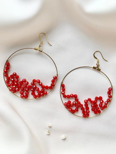 Red Crystal Hoop Earrings