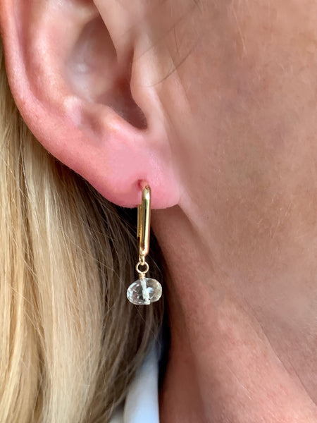 Square Hoops with Green Amethyst