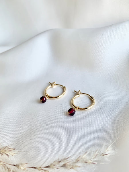 Small Hoops with Removable Ruby