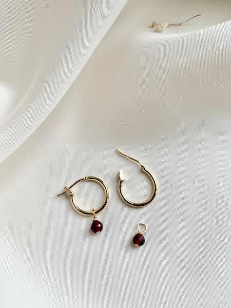Small Hoops with Removable Ruby